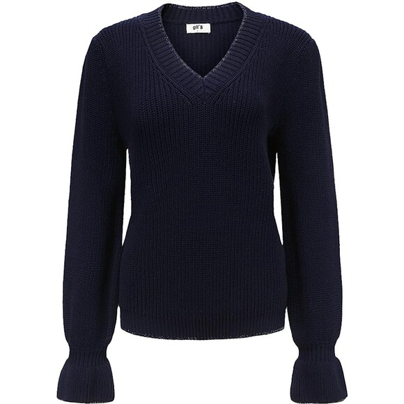 Gil' B Midweight Knitted V Neck Bell Sleeve Sweater Sz M - Picture 1 of 8